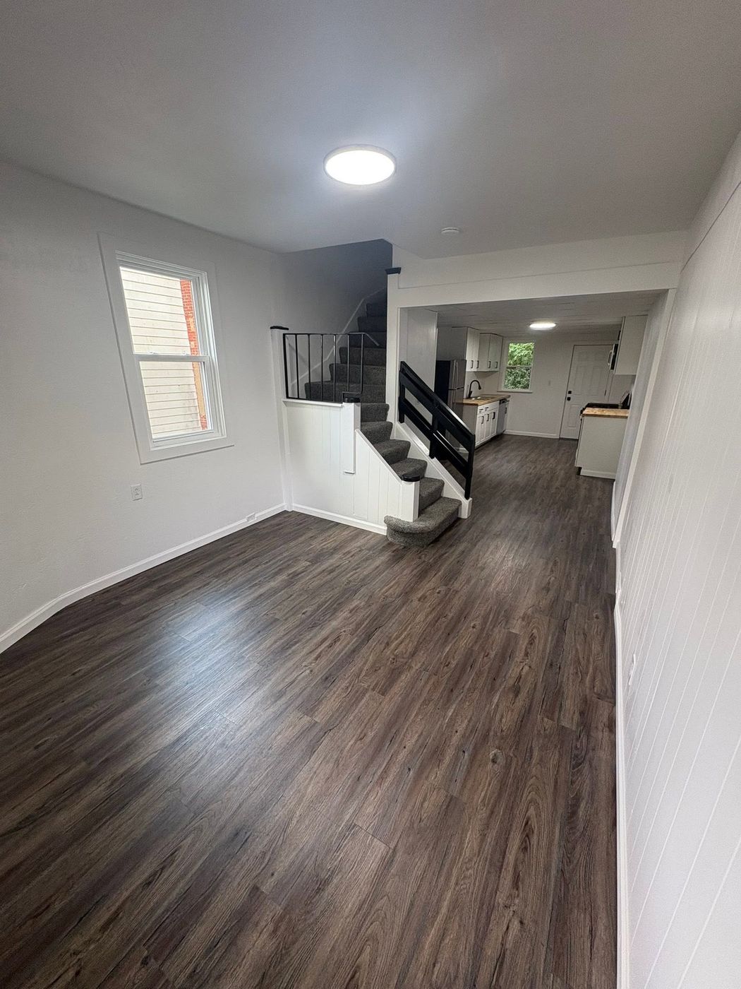 Remodeled living space with new stairs