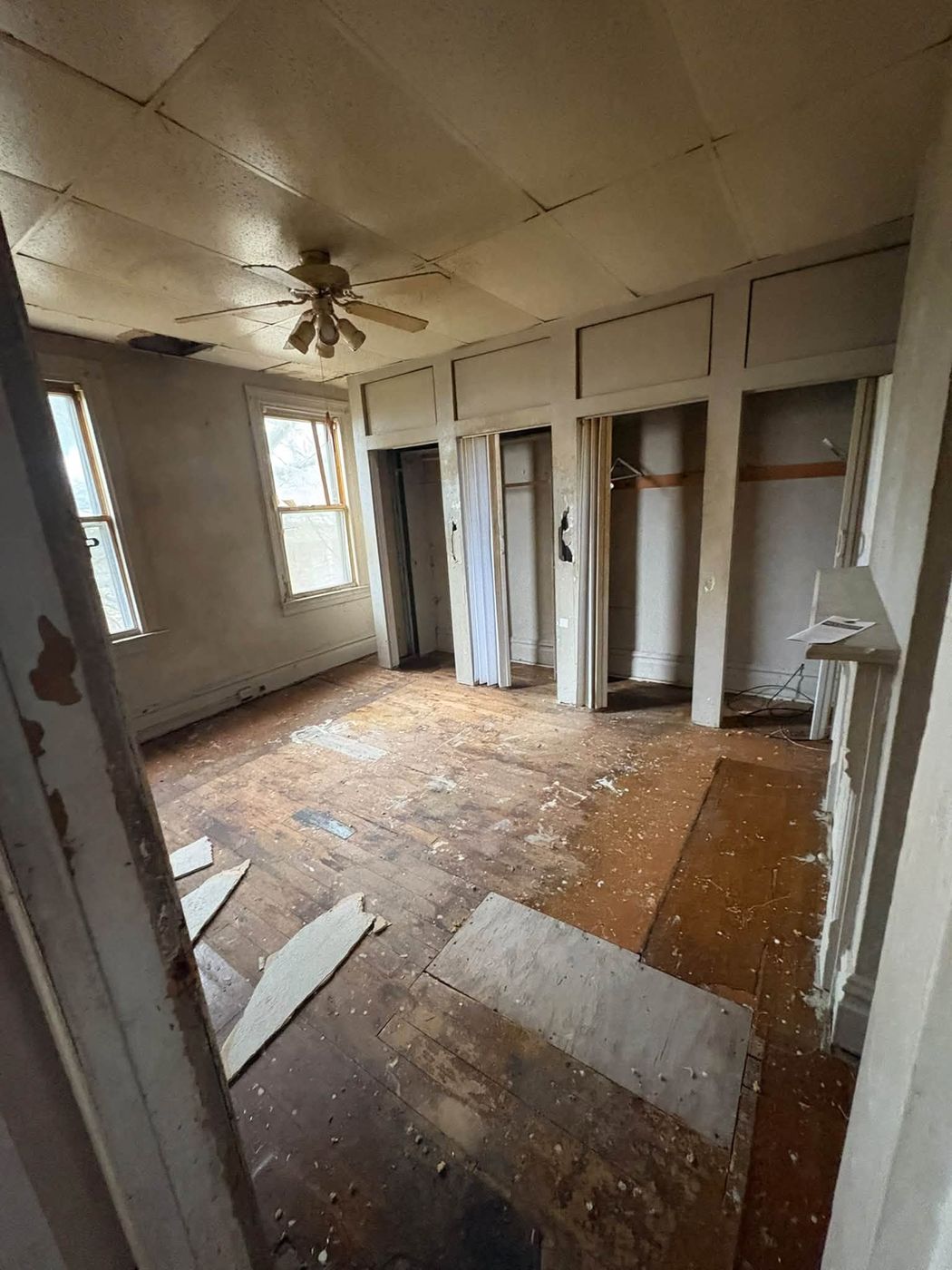 Room stripped down during a whole home remodel