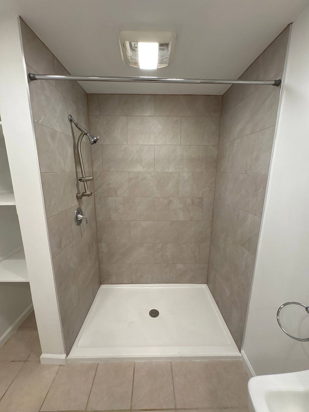 Finished tiled walk-in shower